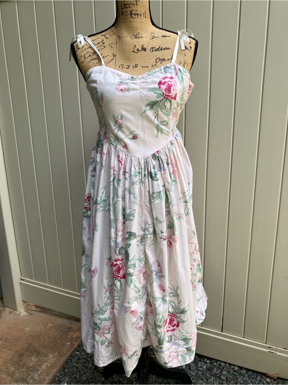 Floral strapless sweetheart basque waist 90s style dress small western festival - Picture 2 of 11